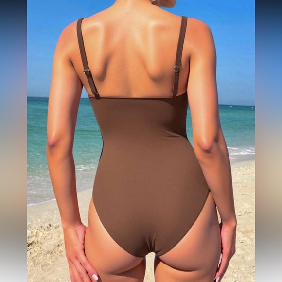 Swim Vcay 1pc Women's Elegant Solid Strapless Swimsuit With Detachable Straps - Picture 3 of 4